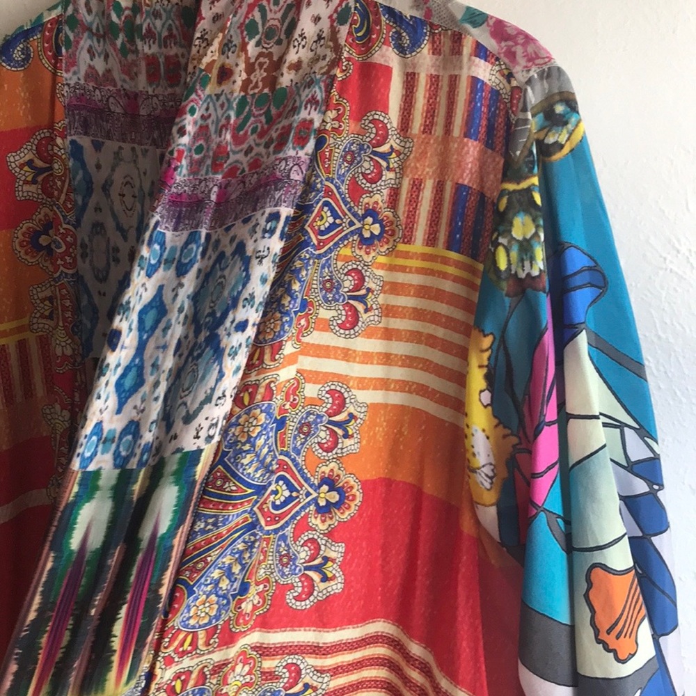 Johnny Was Mixed Print Silk Kimono | XL - Picture 7 of 10